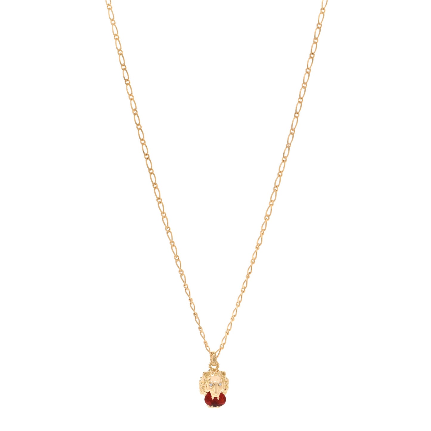 18K Yellow Gold Diamond Fire Opal Lion Head Necklace
