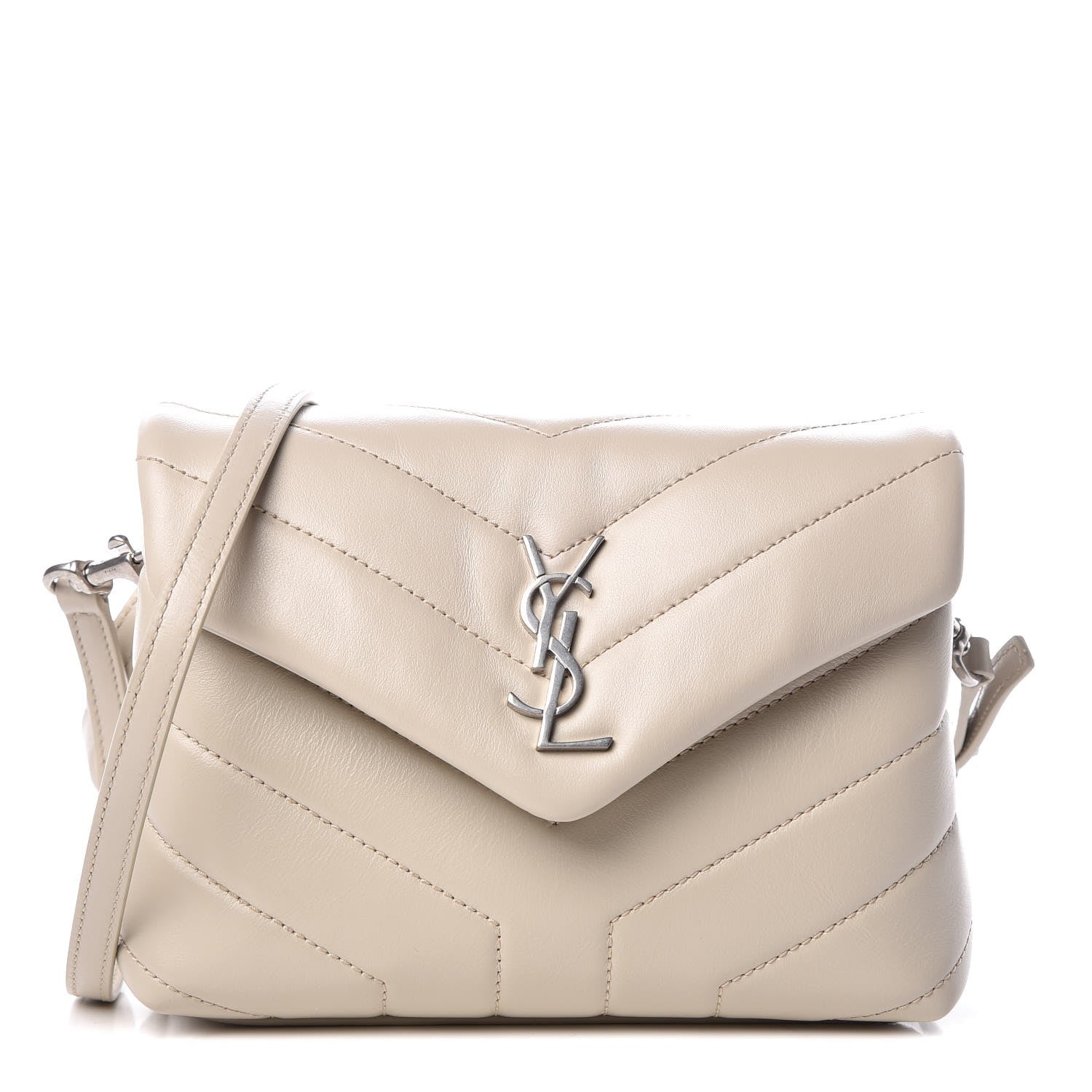 Saint Laurent Calfskin Y Quilted Monogram Toy Loulou Chain Satchel Ivory 1 of 7