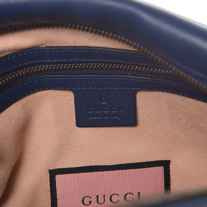 Gucci Calfskin Matelasse GucciGhost Medium GG Marmont Chain Shoulder Bag Blue Agata Hibiscus Red 7 of 8