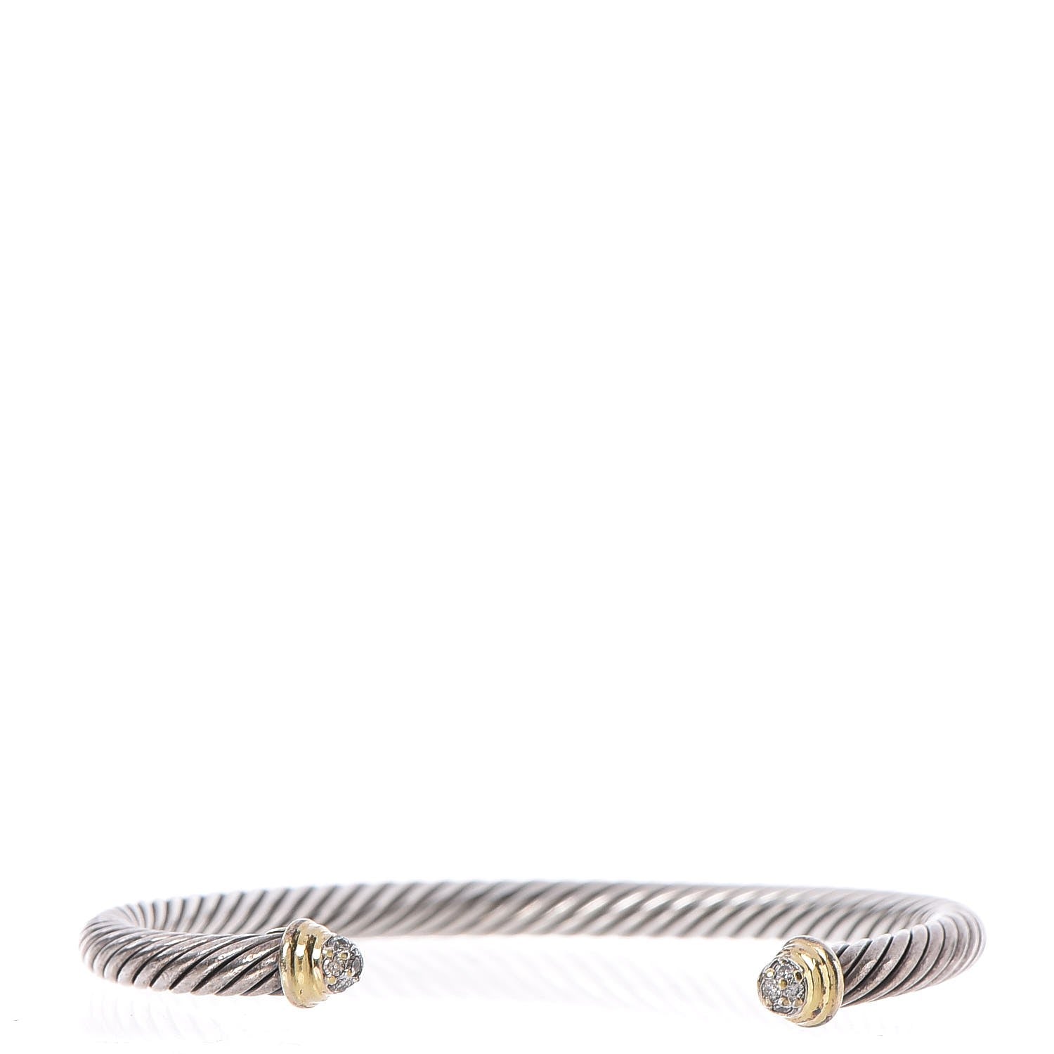 David Yurman Sterling Silver 18K Yellow Gold Diamond Kids Cable Classics Bracelet 1 of 6