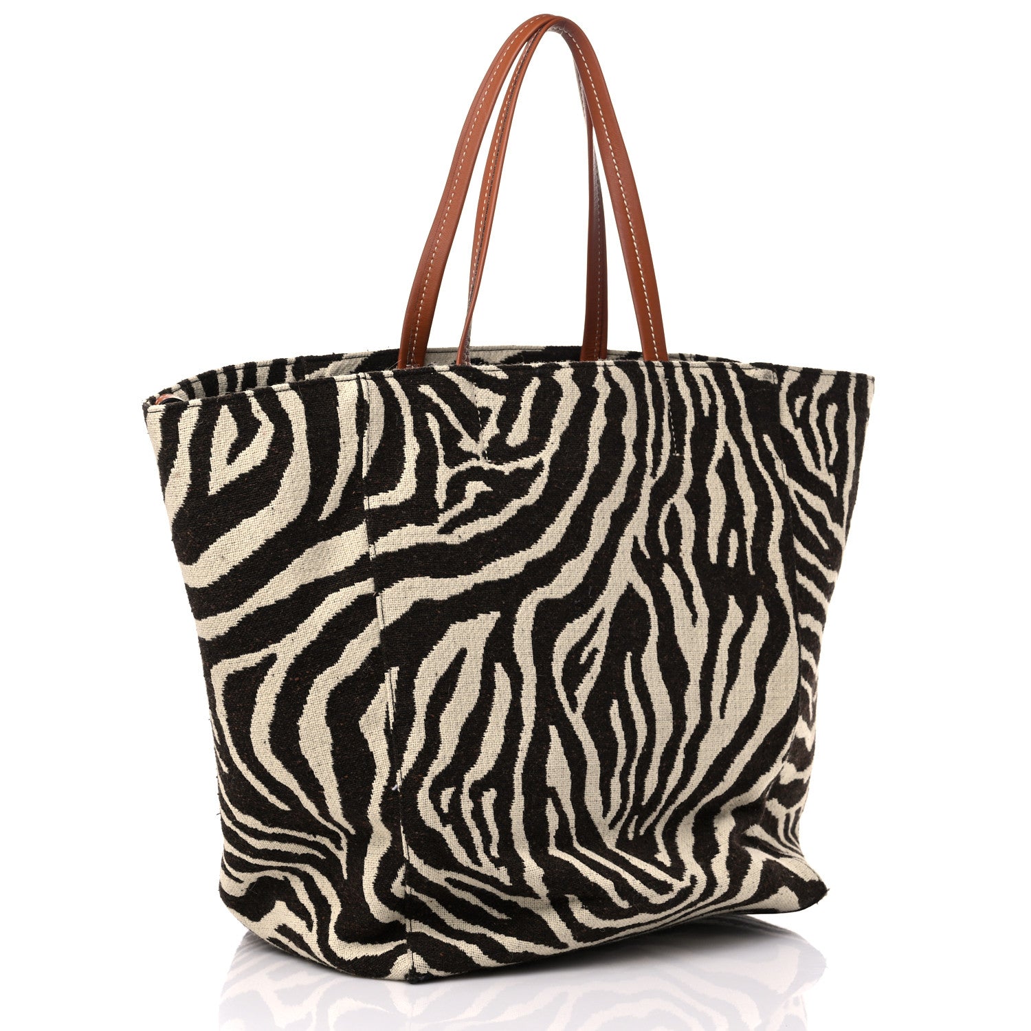 Celine Canvas Zebra Embroidered Large Phantom Cabas Tan 3 of 10