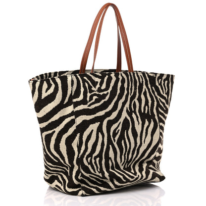 Celine Canvas Zebra Embroidered Large Phantom Cabas Tan 3 of 10