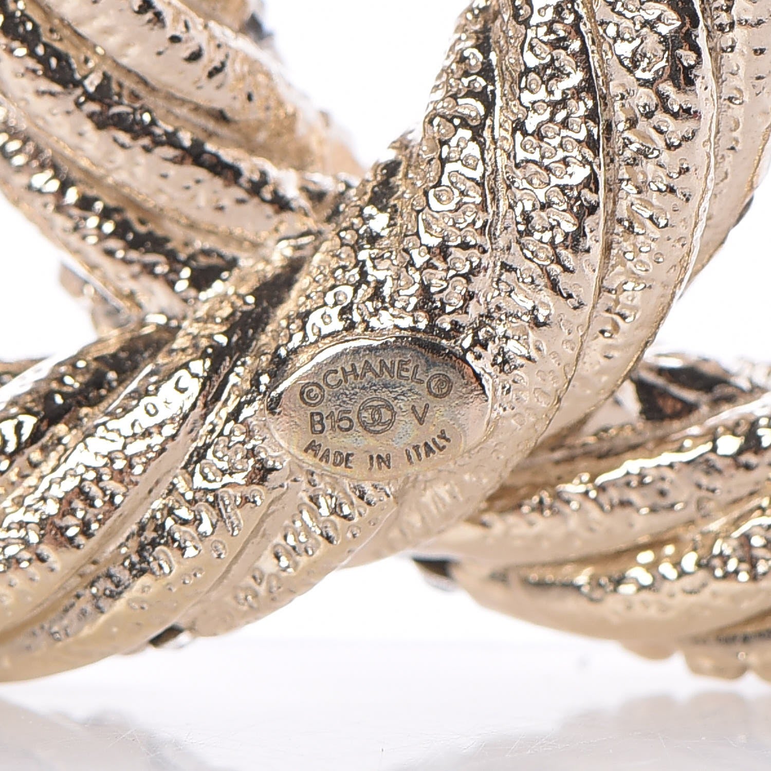 Chanel Crystal Twisted CC Brooch Light Gold 4 of 5