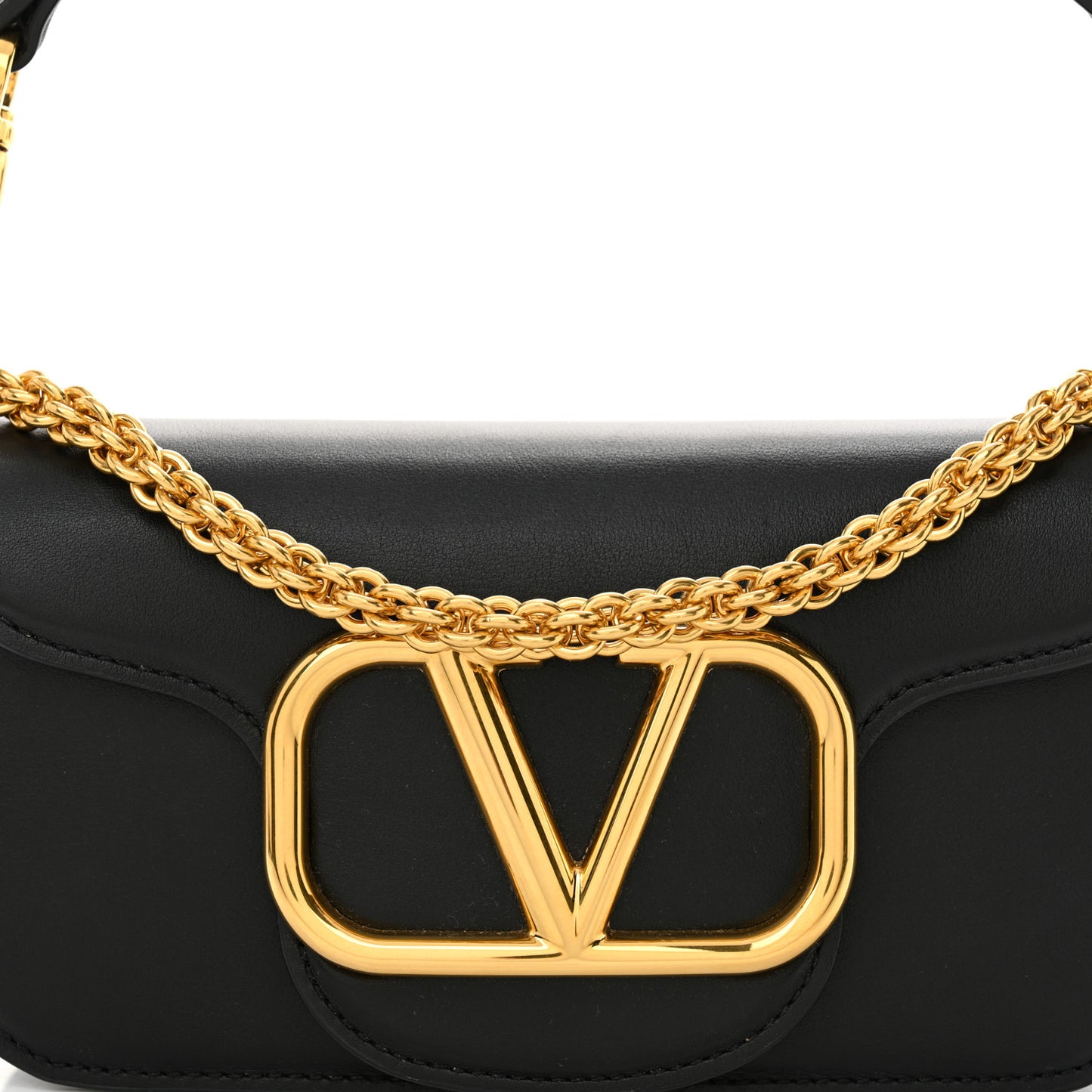 Calfskin Vlogo Small Loco Shoulder Bag Black