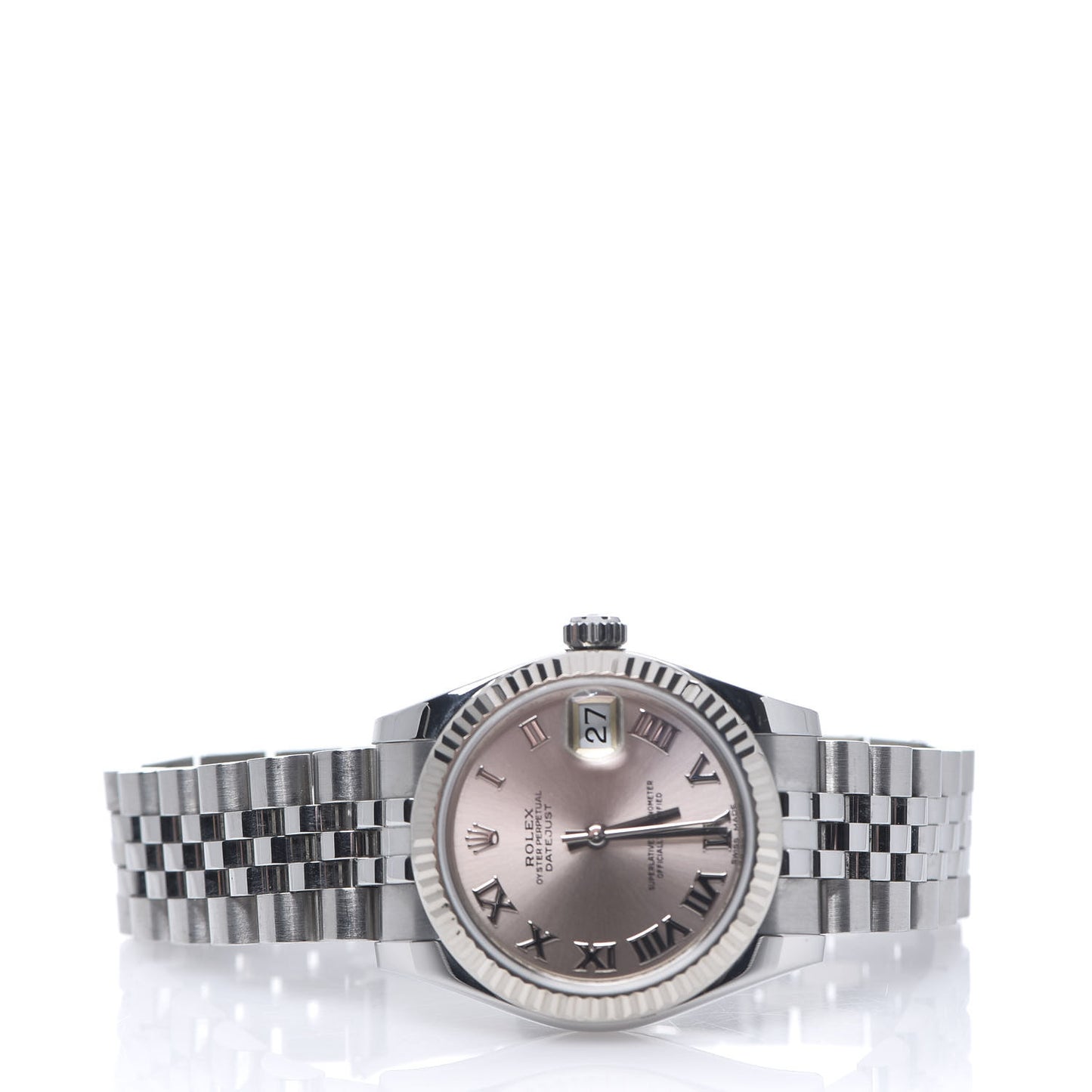 Stainless Steel 18K White Gold 31mm Oyster Perpetual Datejust Watch Pink Roman 178274
