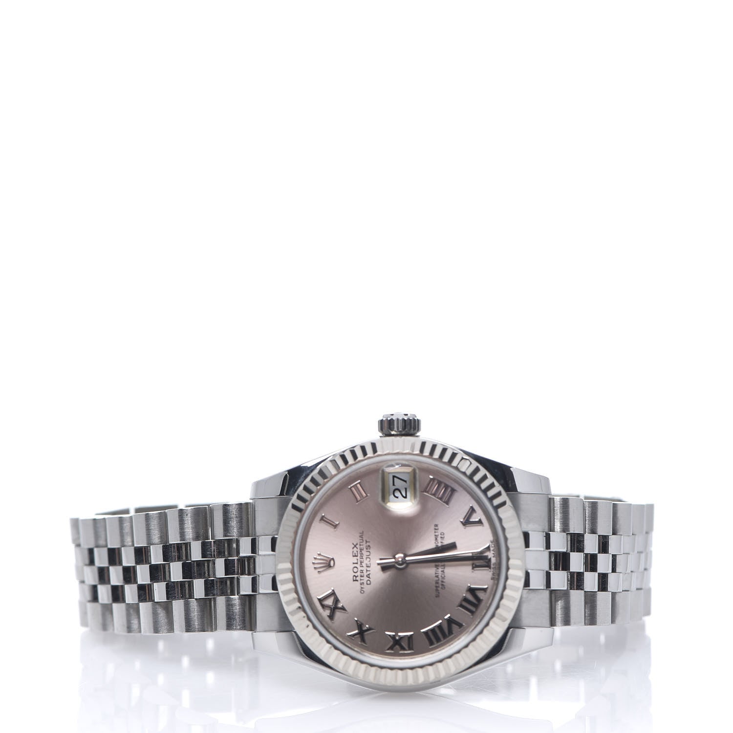 Rolex Stainless Steel 18K White Gold 31mm Oyster Perpetual Datejust Watch Pink Roman 178274 2 of 6