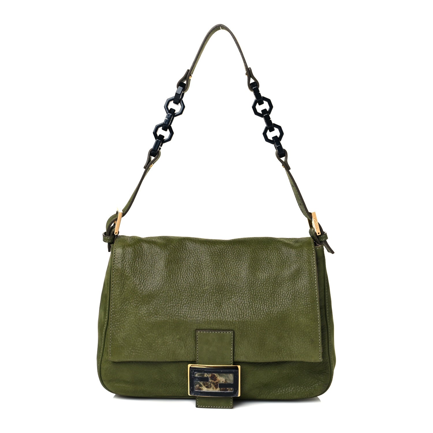 Fendi Vitello Savana Forever Mama Baguette Verde Bosco 1 of 10