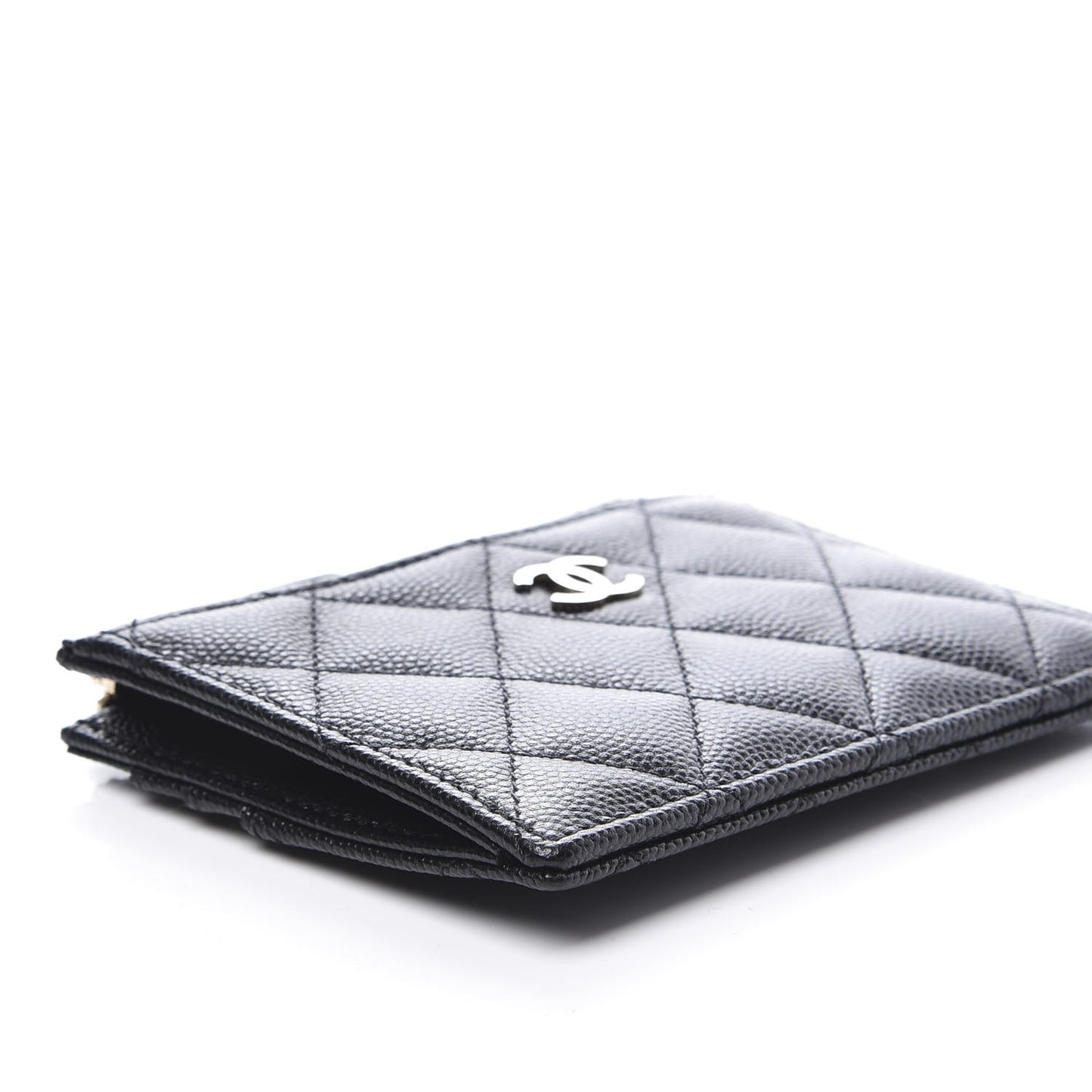 Caviar Quilted CC Zip Card Holder Black