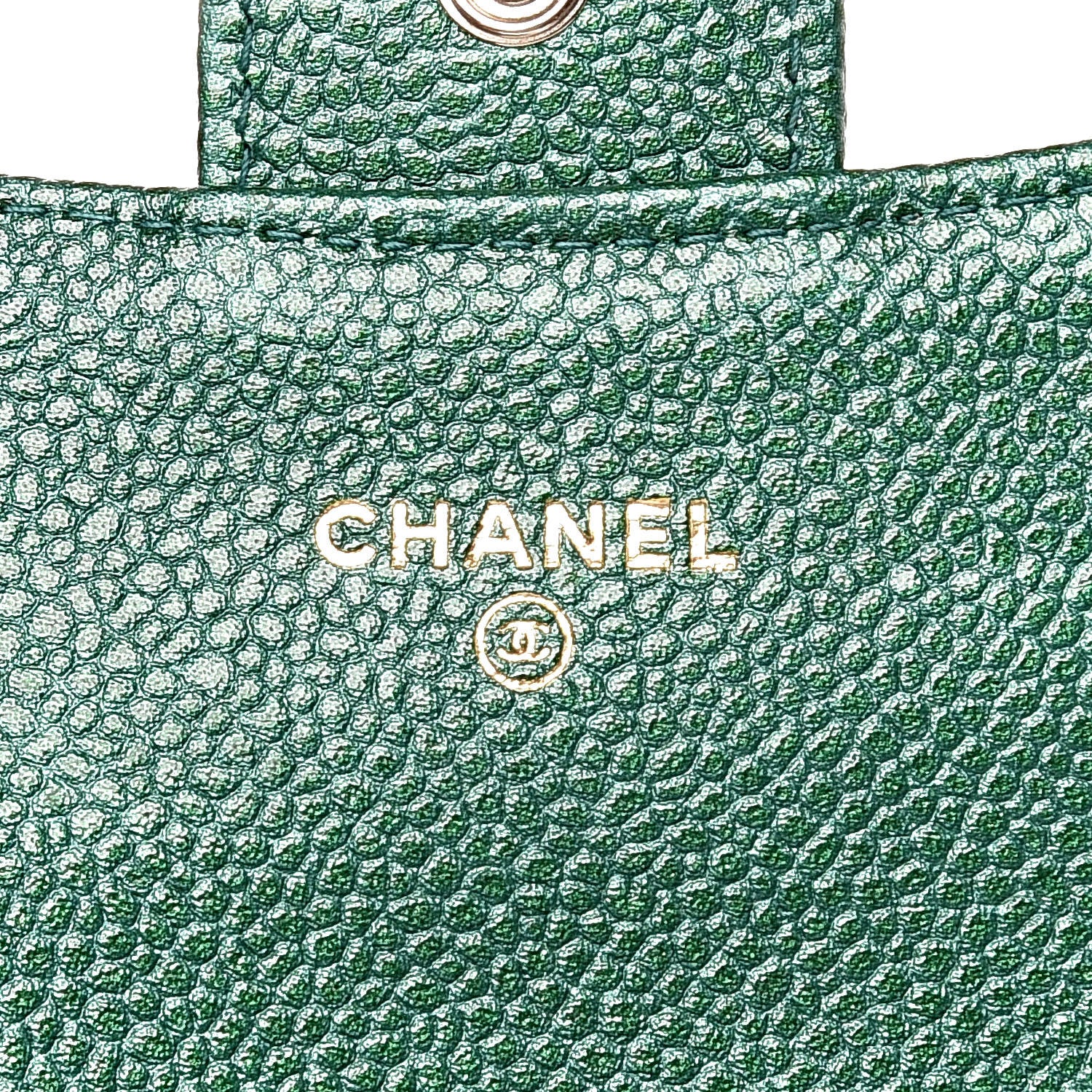 Chanel Metallic Caviar Quilted Card Holder Green 6 of 9