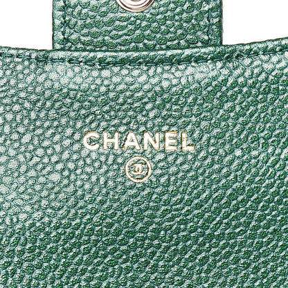 Chanel Metallic Caviar Quilted Card Holder Green 6 of 9