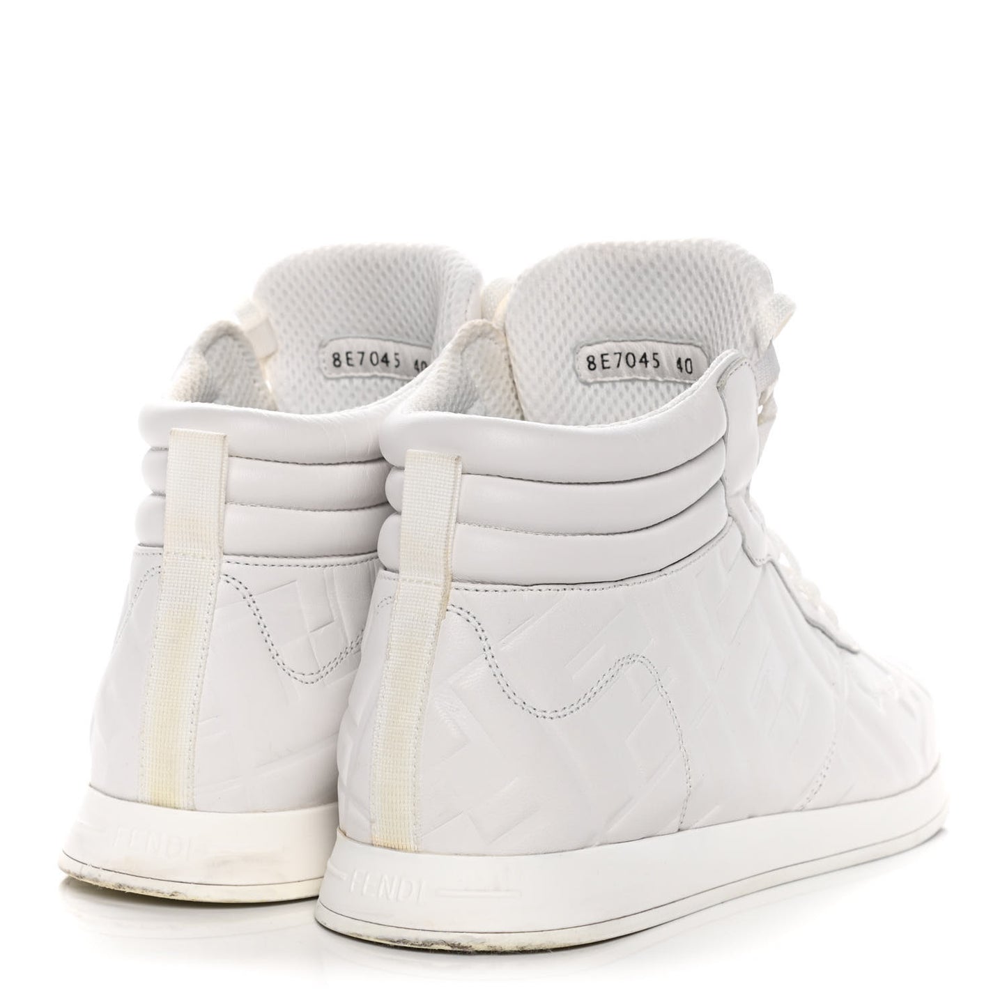 Nappa Macro FF Embossed Womens High Top Sneakers 40 White Ice