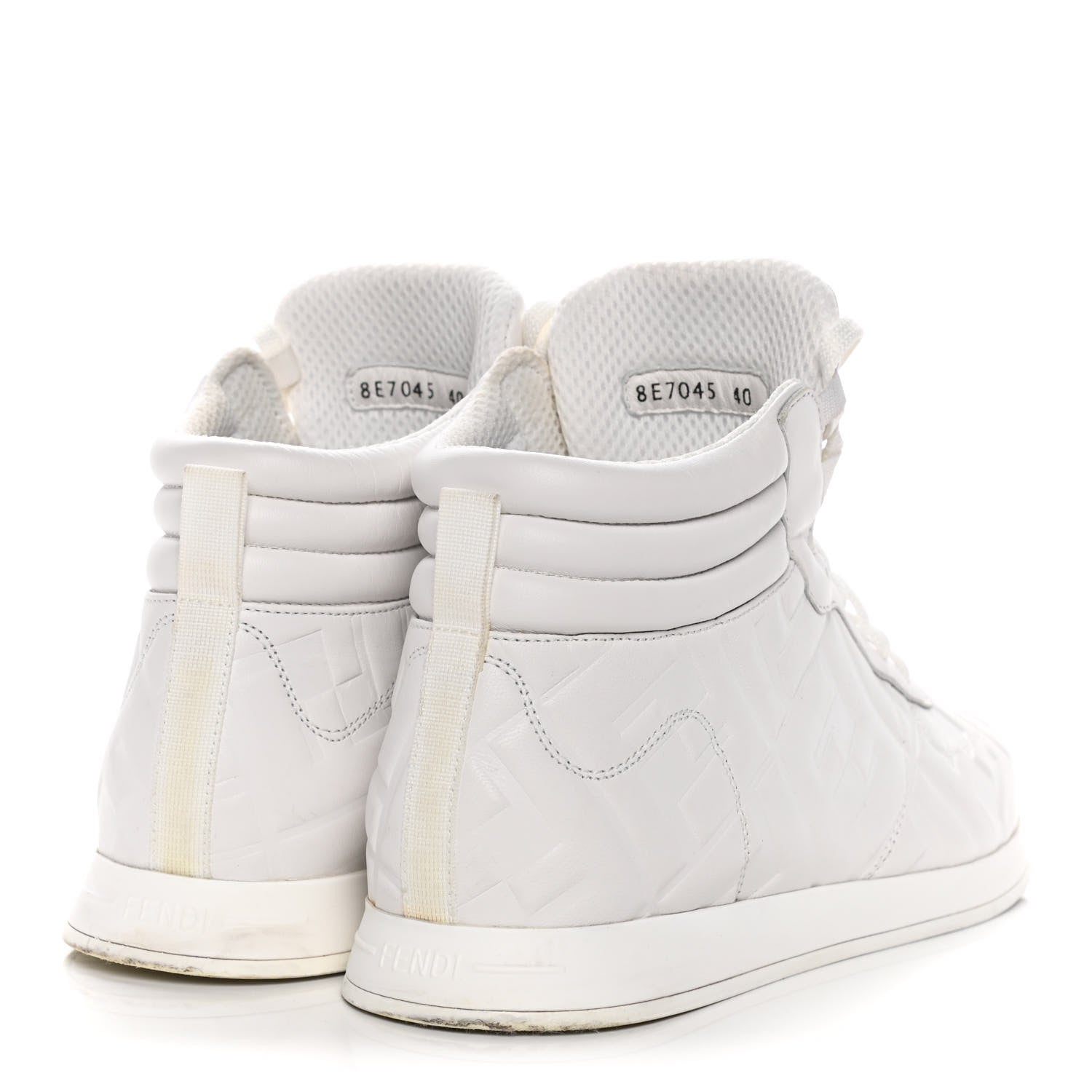 Fendi Nappa Macro FF Embossed Womens High Top Sneakers 40 White Ice 4 of 15
