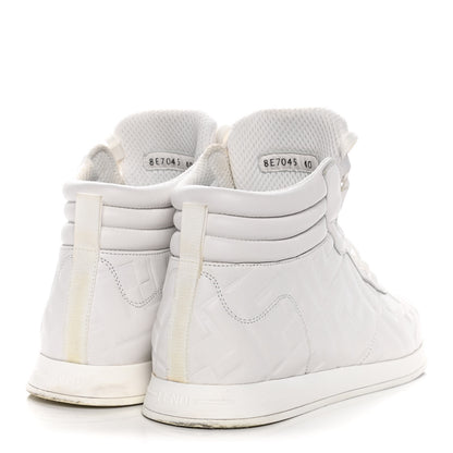 Fendi Nappa Macro FF Embossed Womens High Top Sneakers 40 White Ice 4 of 15