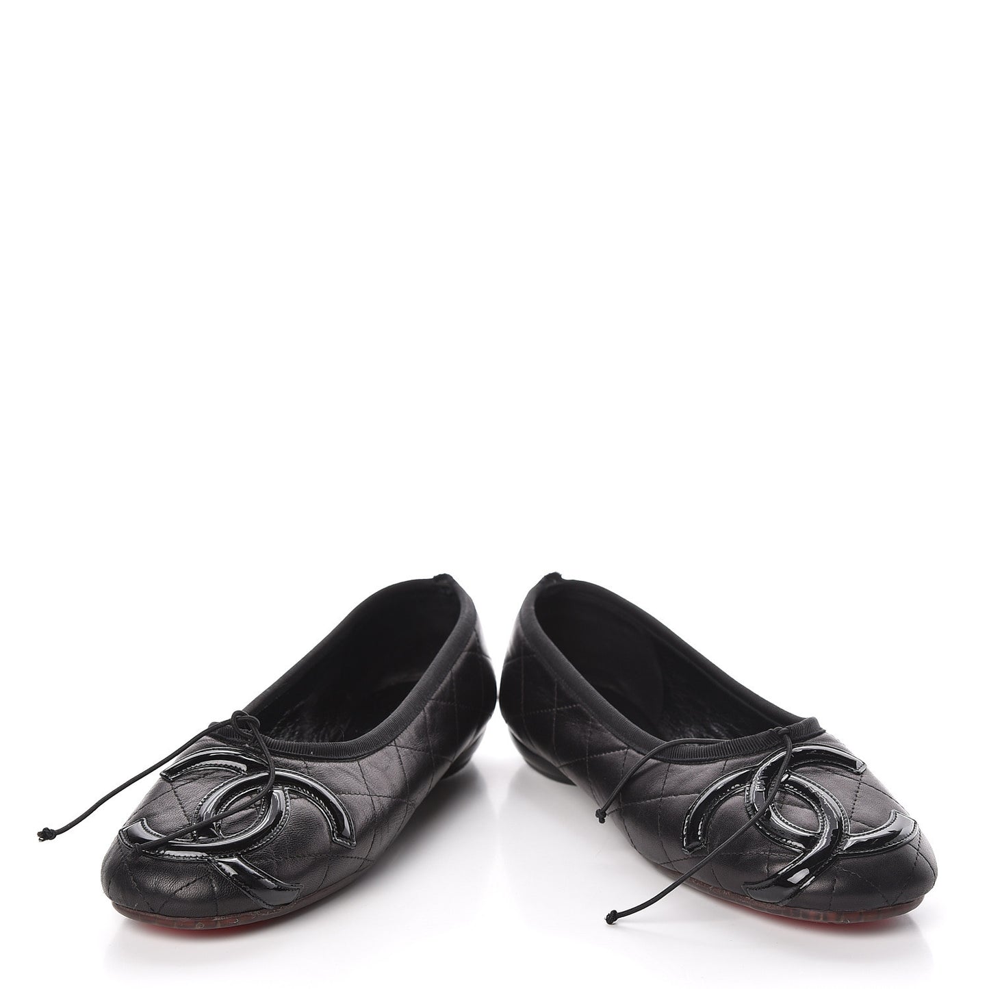 Lambskin Quilted Cambon Ballerina Flats 40.5 Black