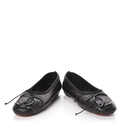 Chanel Lambskin Quilted Cambon Ballerina Flats 40.5 Black 6 of 12
