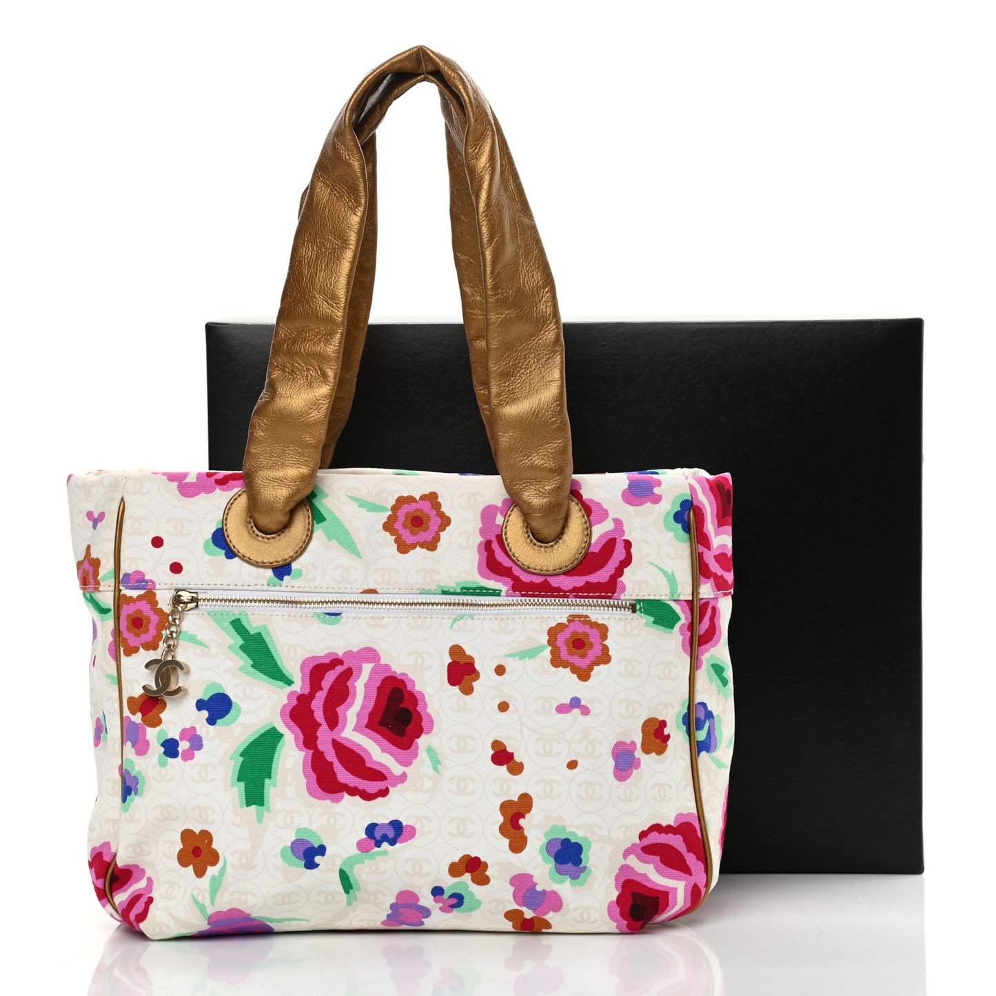 Canvas Floral Print Tote Multicolor