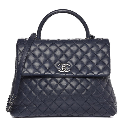 Chanel Caviar Quilted Large Coco Handle Flap Navy Blue 1 of 7