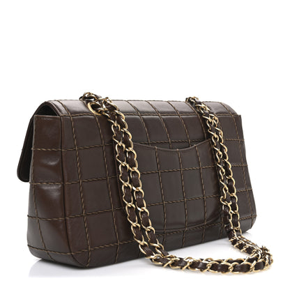 Chanel Lambskin Square Double Stitch Flap Dark Brown 3 of 11