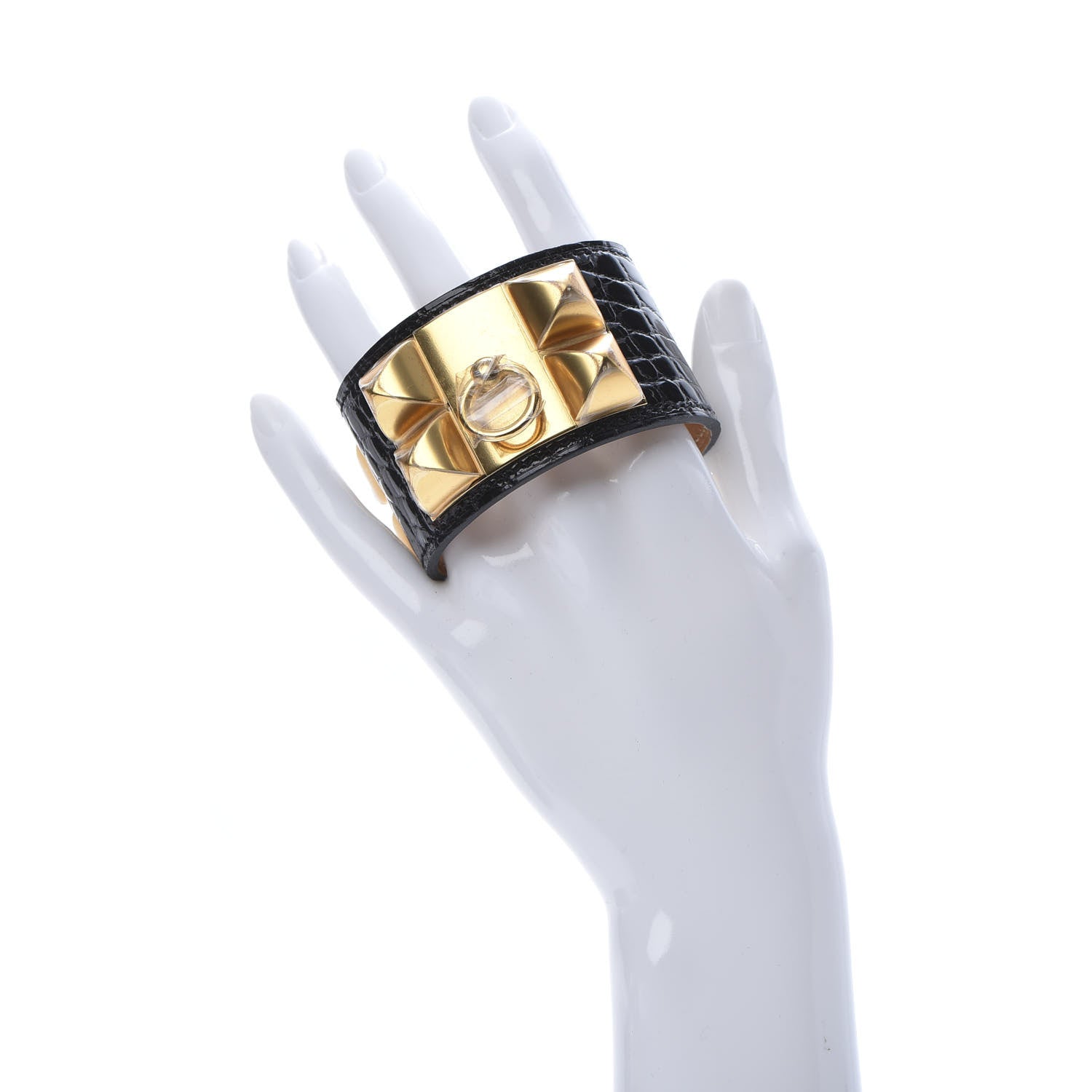 Hermes Shiny Alligator Collier De Chien CDC Bracelet T2 Black 2 of 8