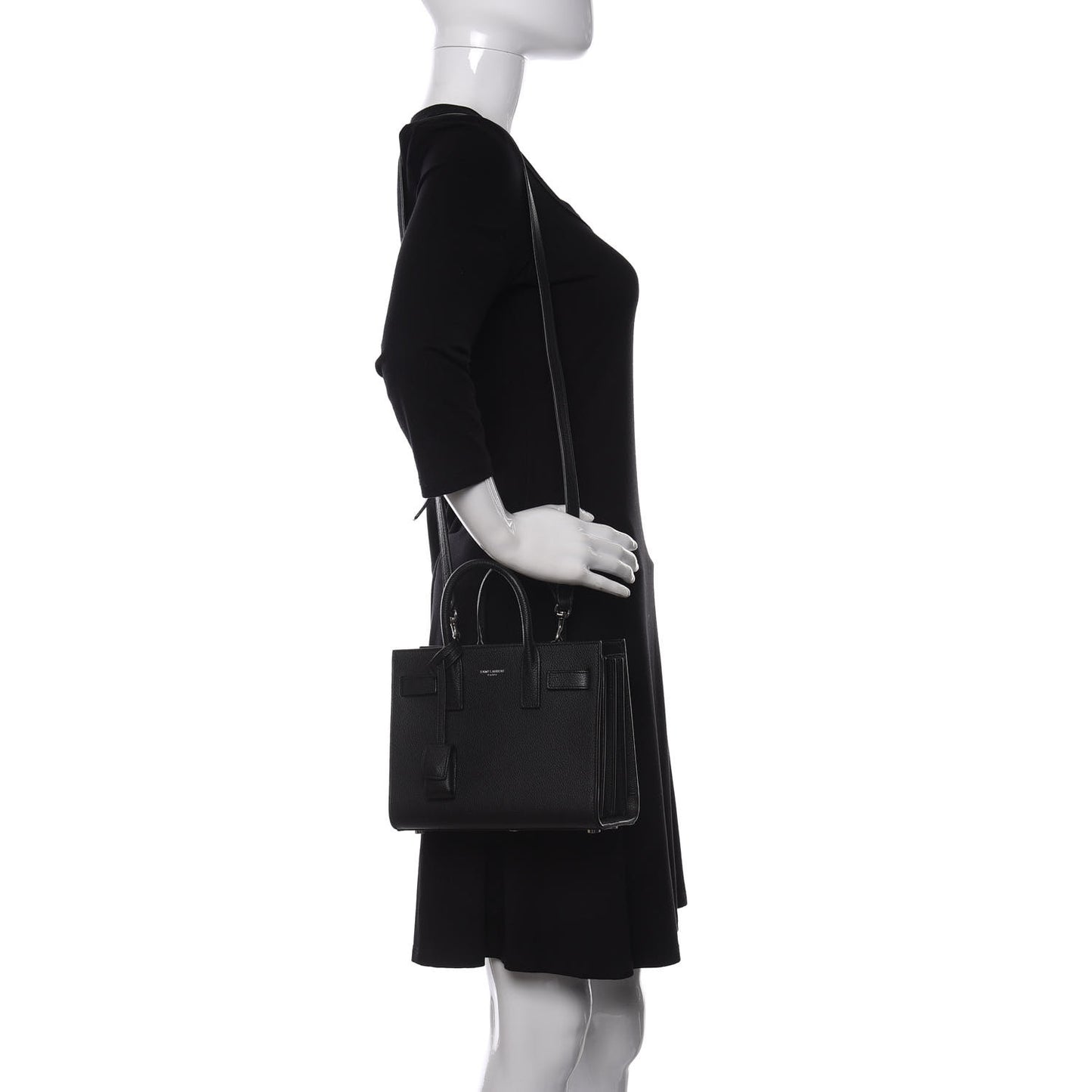 Grained Calfskin Nano Sac De Jour Black
