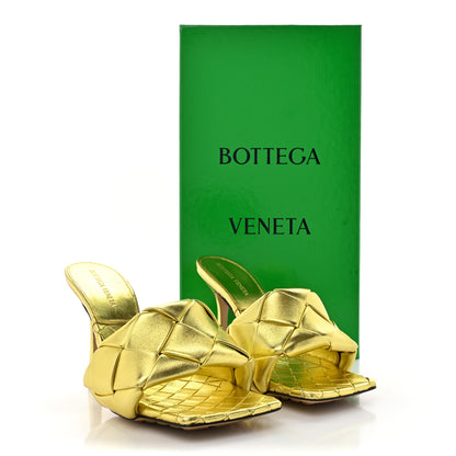Bottega Veneta Metallic Nappa Maxi Reflection Weave Lido 90mm Mule Sandals 38 Gold 8 of 8