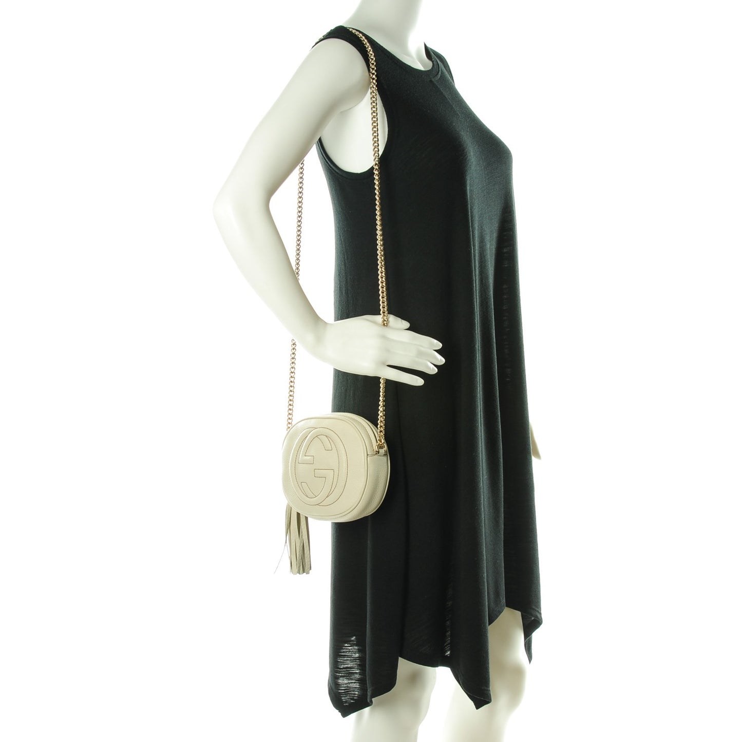 Pebbled Calfskin Mini Soho Chain Bag Off White