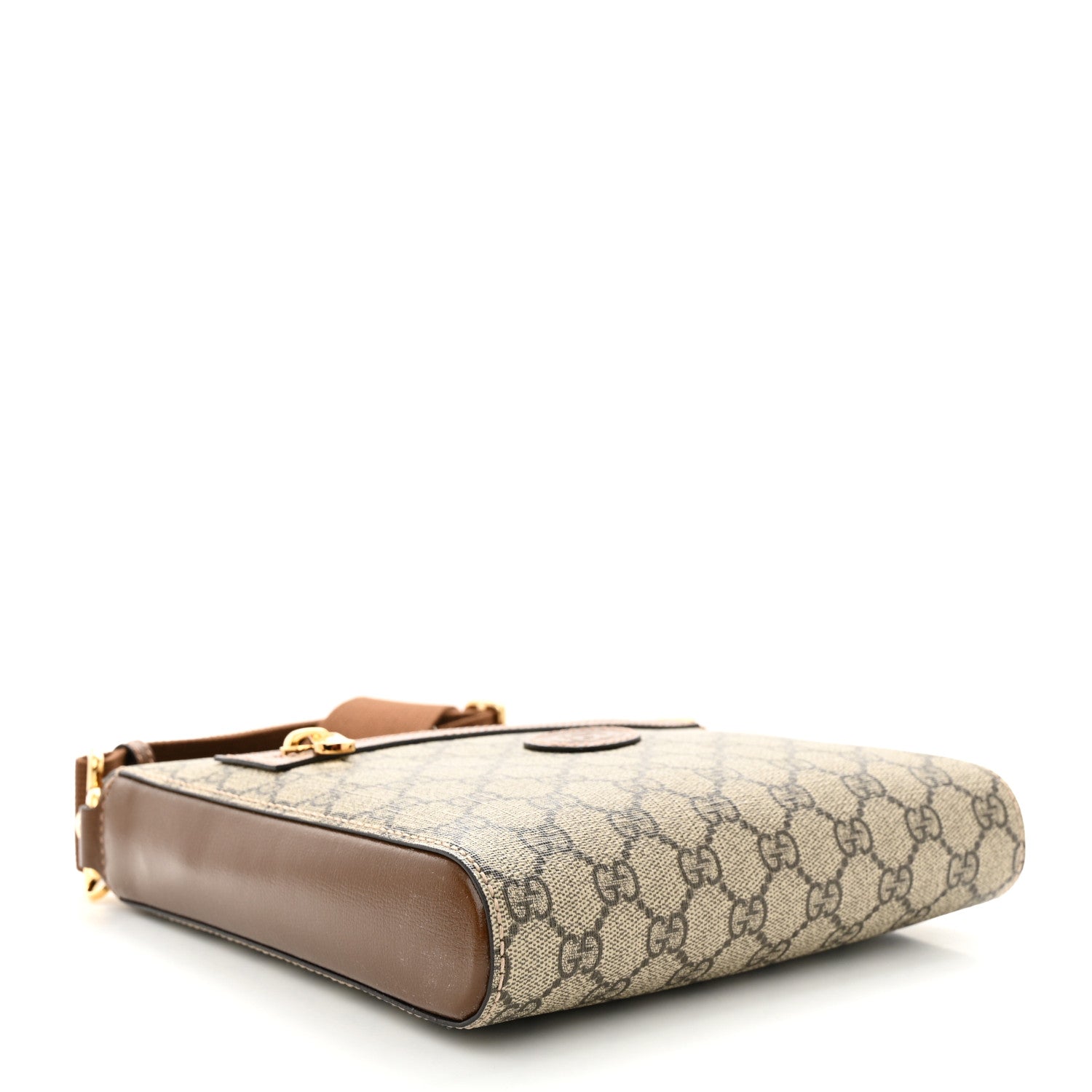 Gucci GG Supreme Monogram Azalea Calfskin Retro Interlocking G Flat Messenger Bag Beige Ebony Brown Sugar 5 of 11