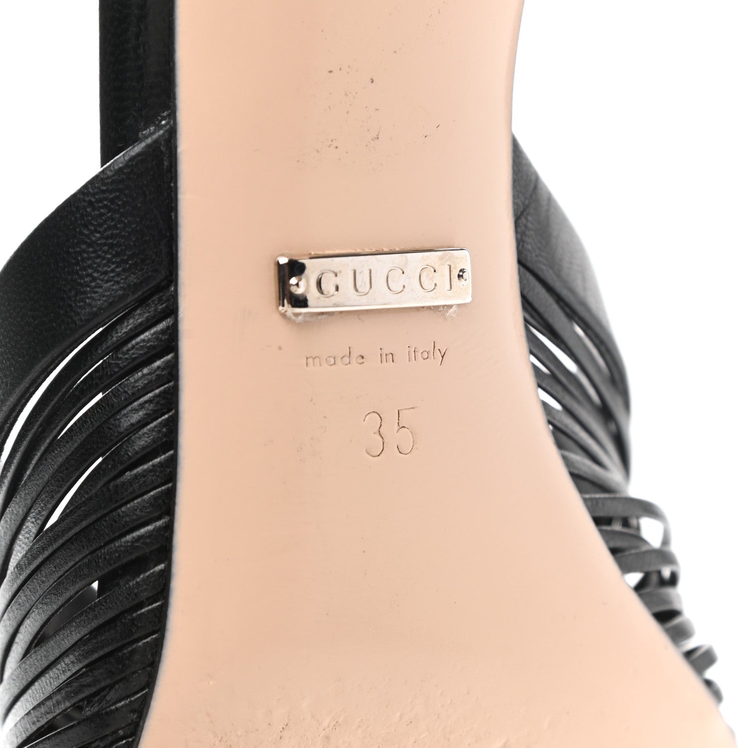 Gucci Nappa Crawford Knot Mid Heel Slide Sandals 35 Black 7 of 11