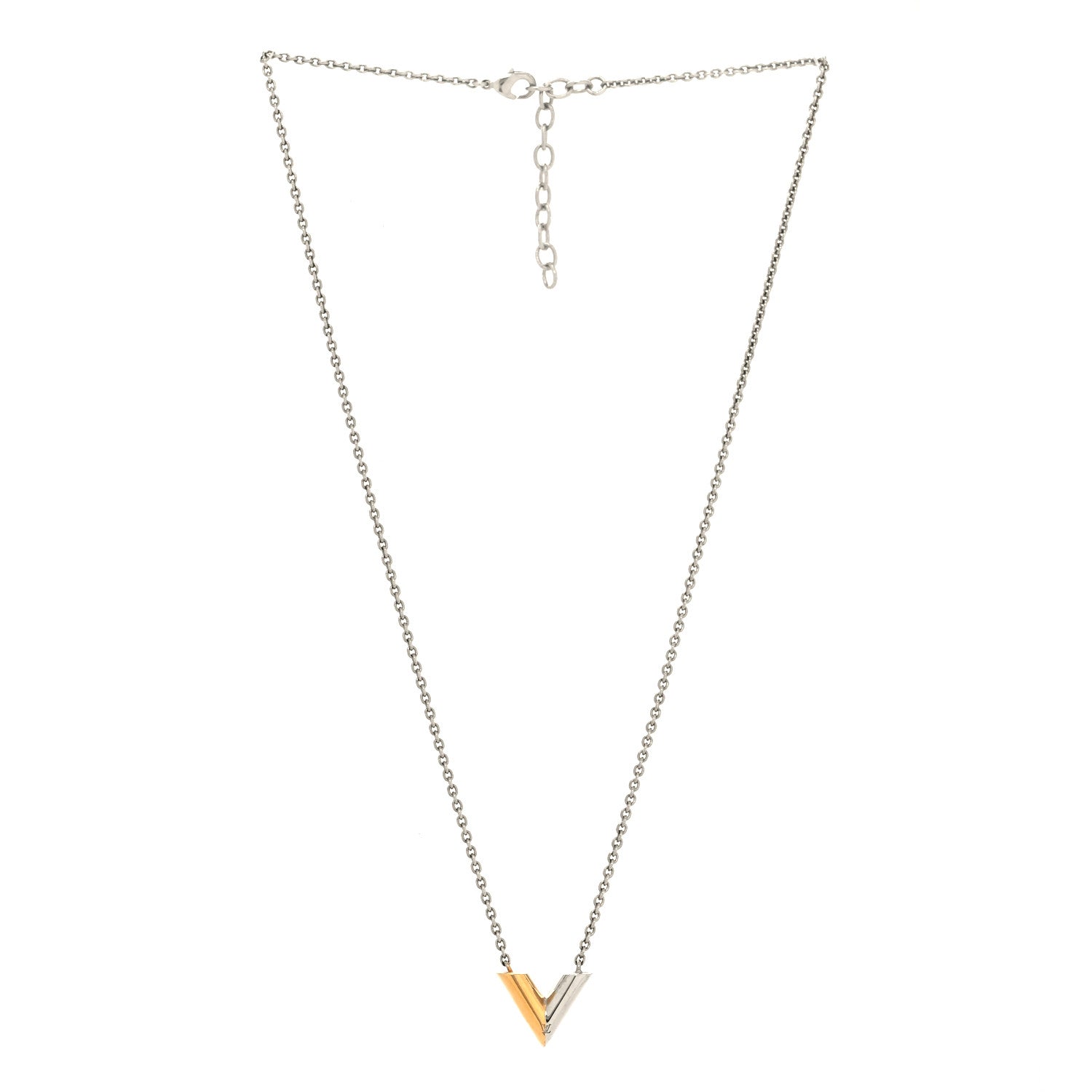 Louis Vuitton Essential V Necklace Silver Gold 3 of 5