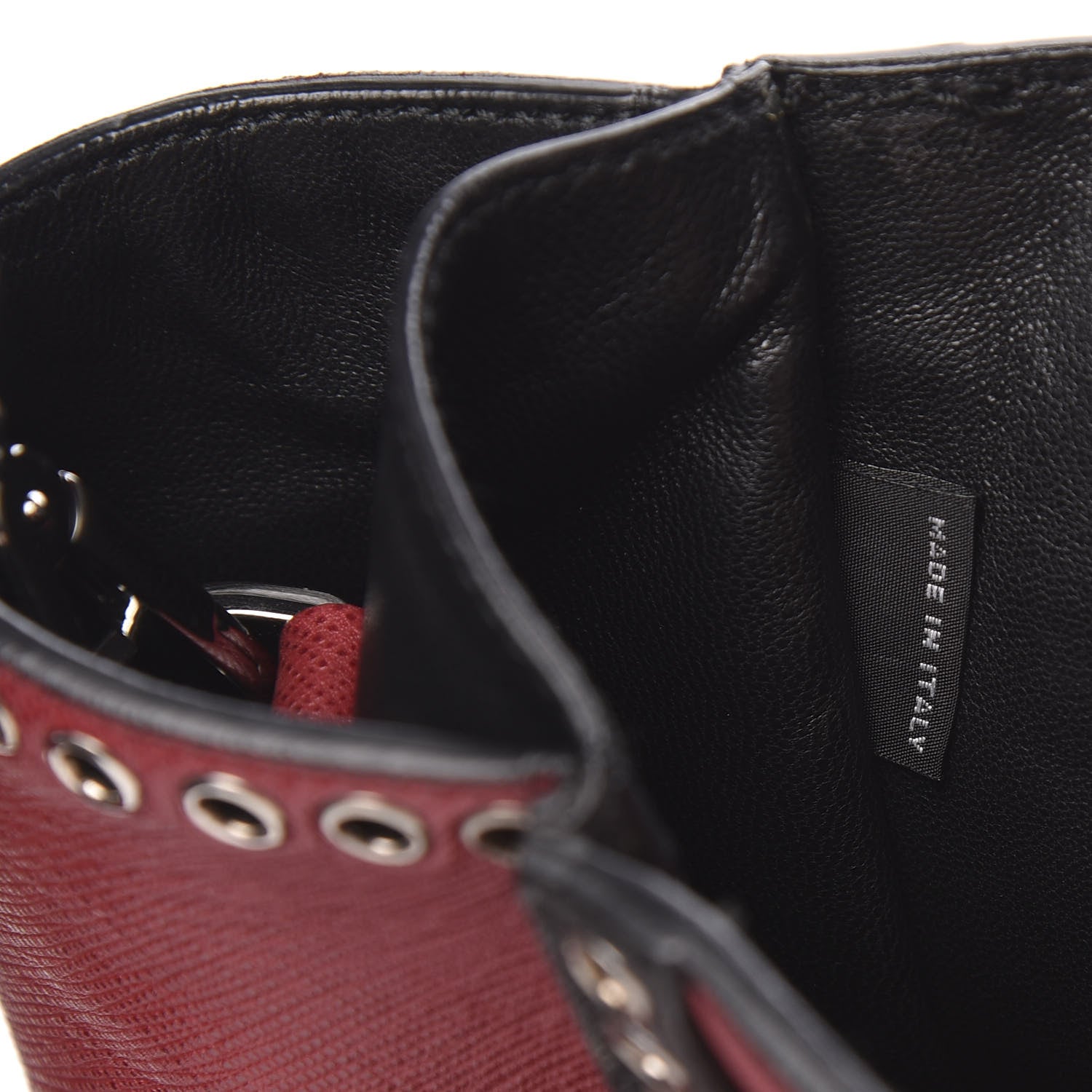 Prada Saffiano Embroidered Sound Twin Pocket Satchel Cherry Black 6 of 13