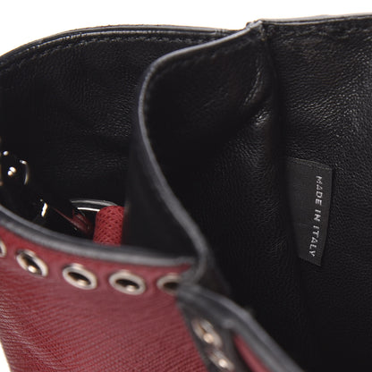 Prada Saffiano Embroidered Sound Twin Pocket Satchel Cherry Black 6 of 13