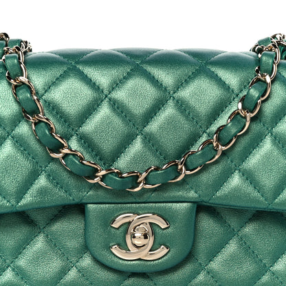 Chanel Iridescent Lambskin Quilted Mini Rectangular Flap Green 9 of 11
