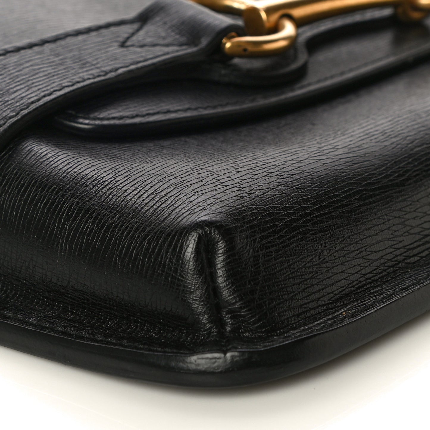 Calfskin Large Bright Bit Clutch Black