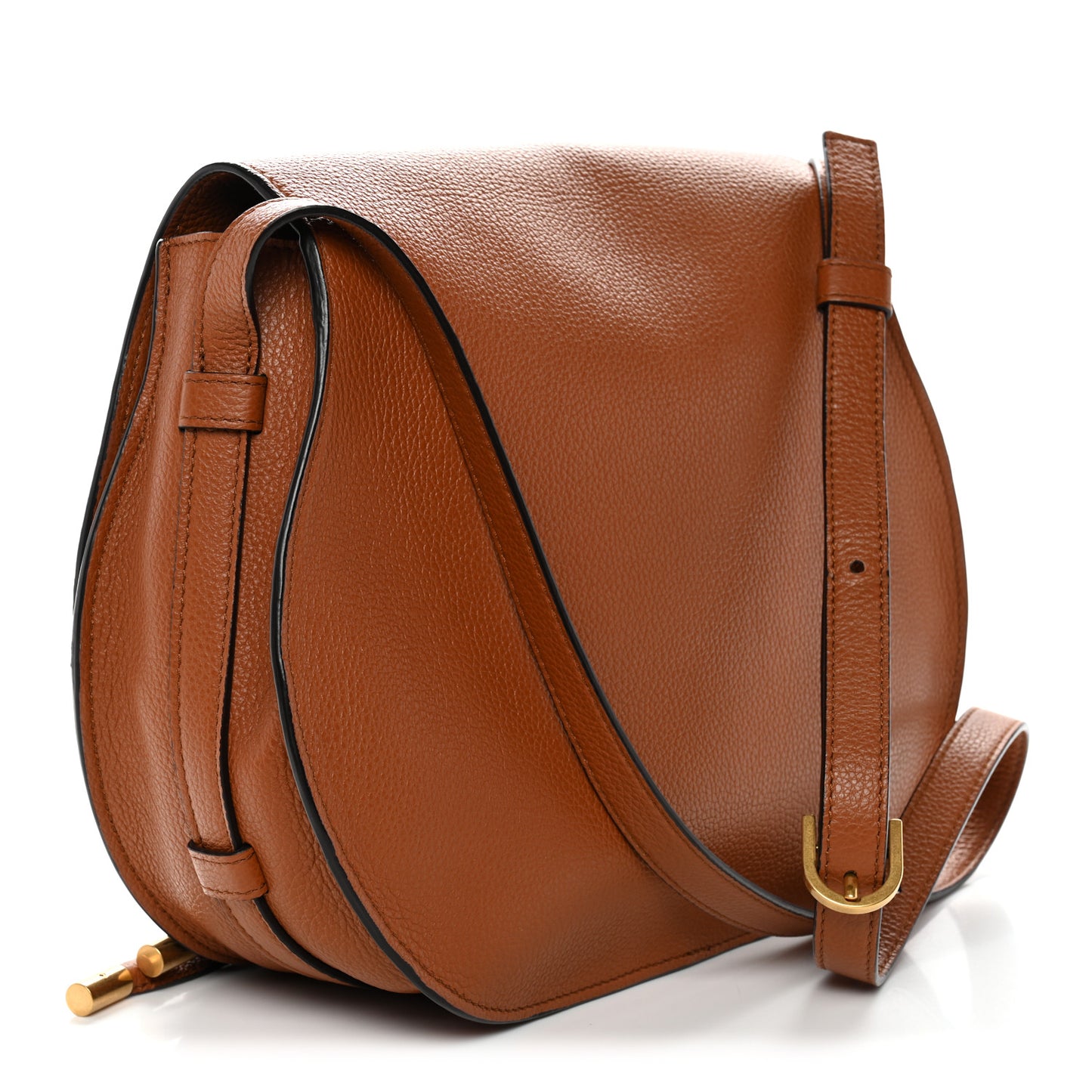 Calfskin Medium Marcie Round Crossbody Bag Tan