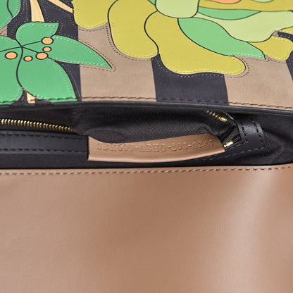 Fendi Nubuck Pequin Floral Print Baguette Tobacco Moro Ebano 6 of 13