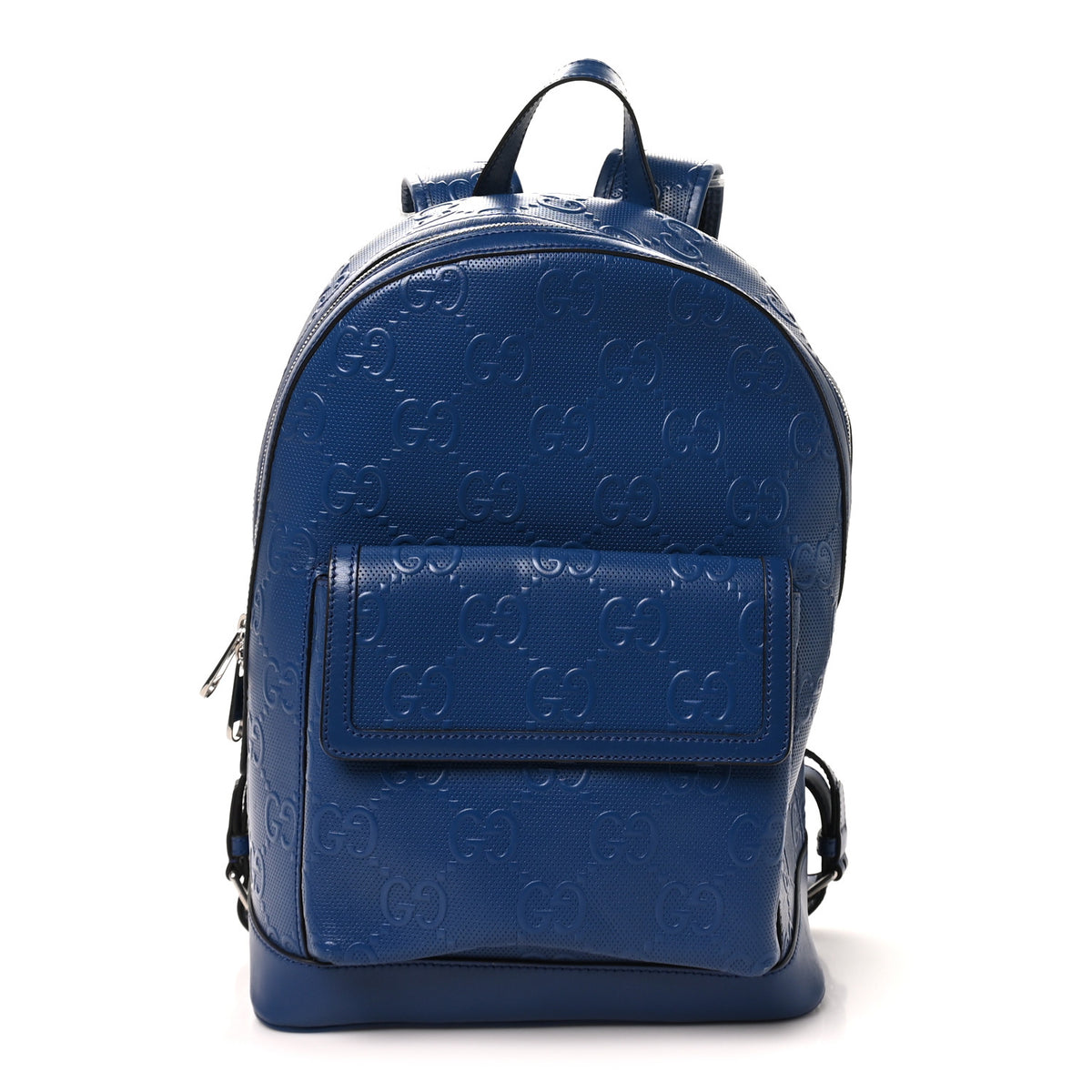 Calfskin GG Tennis Embossed Backpack Intense Metal Blue Black