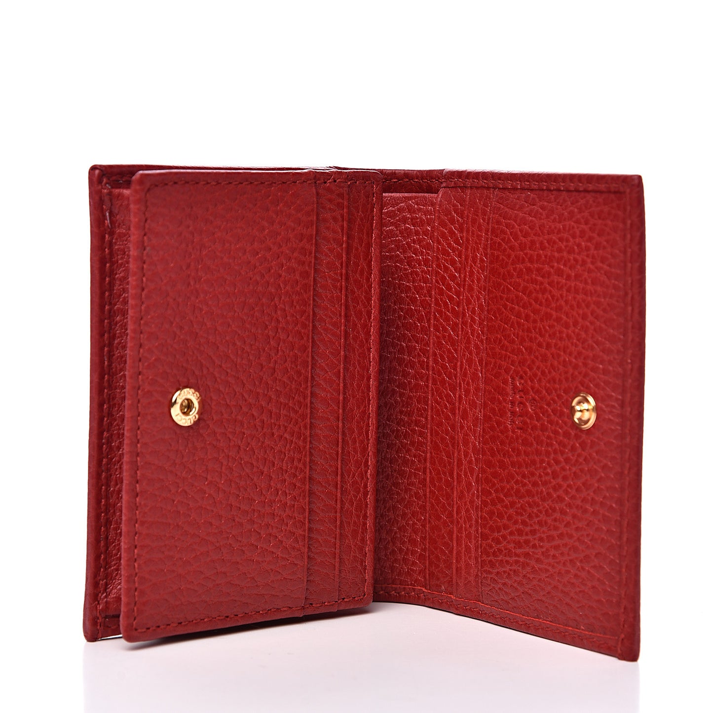 Pebbled Calfskin GG Marmont Card Case Hibiscus Red