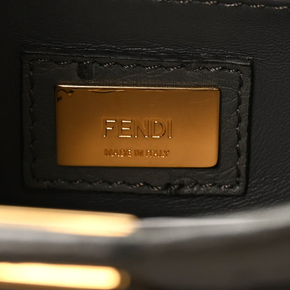 Fendi Ostrich Shiny Nappa Mini Peekaboo Iconic Satchel Grey 6 of 9