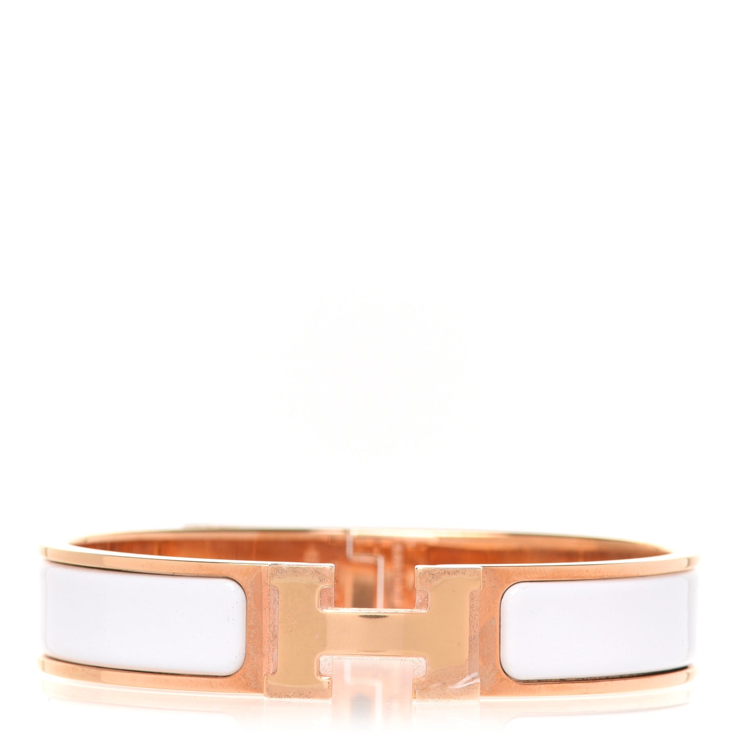 Enamel Narrow Clic Clac H Bracelet PM White