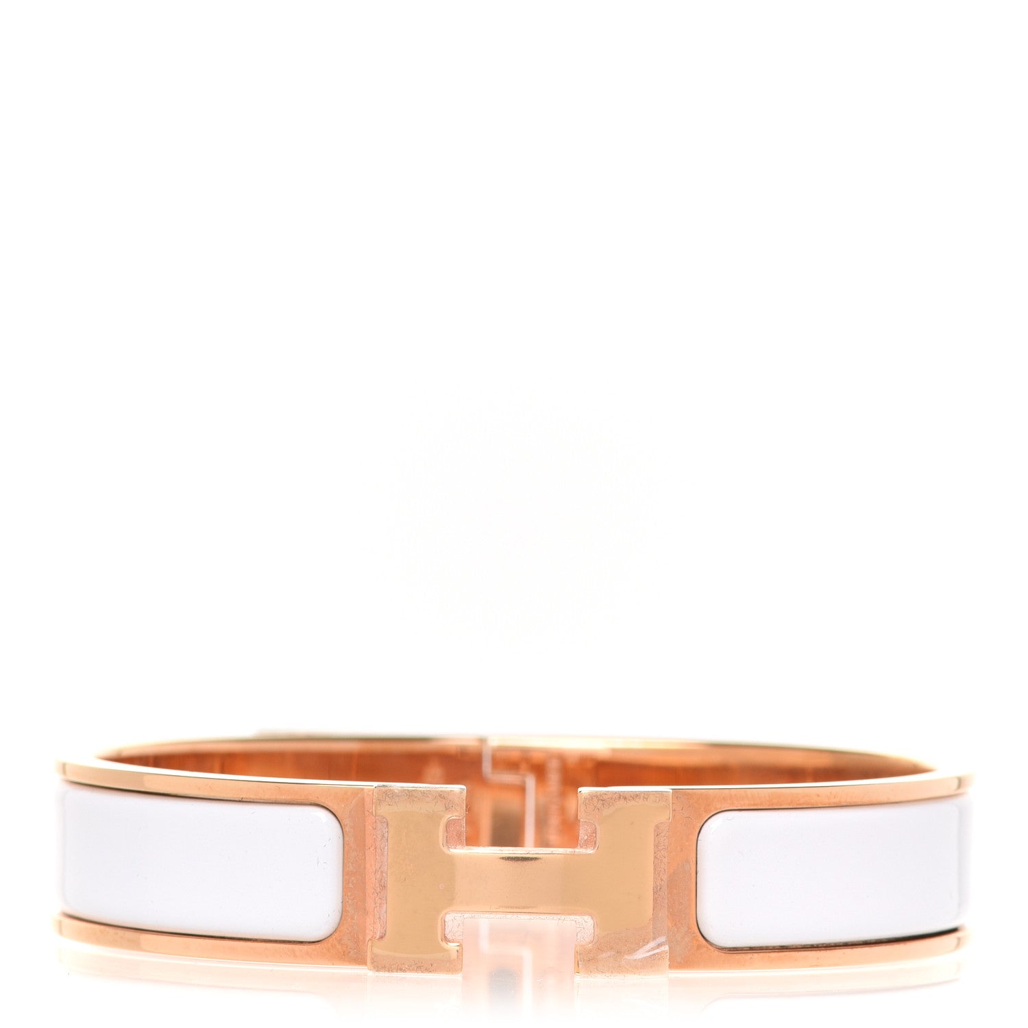 Hermes Enamel Narrow Clic Clac H Bracelet PM White 1 of 6