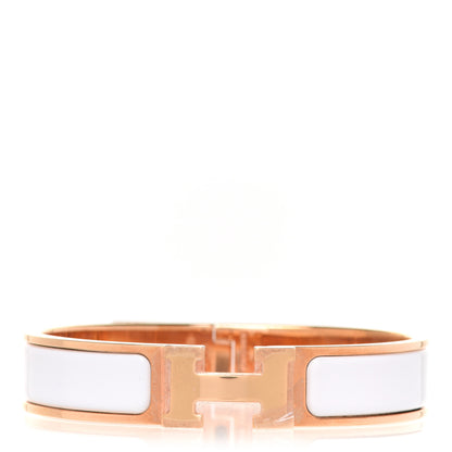 Hermes Enamel Narrow Clic Clac H Bracelet PM White 1 of 6