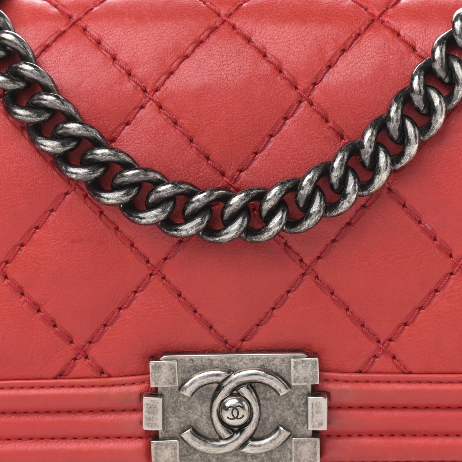 Chanel Calfskin Quilted Double Stitch Medium Boy Flap Red 8 of 19