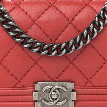 Chanel Calfskin Quilted Double Stitch Medium Boy Flap Red 8 of 19