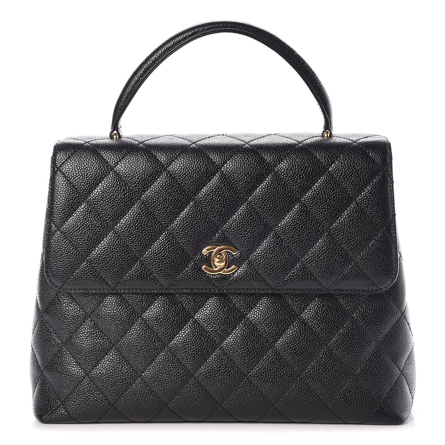 Caviar Quilted Jumbo Kelly Flap Black