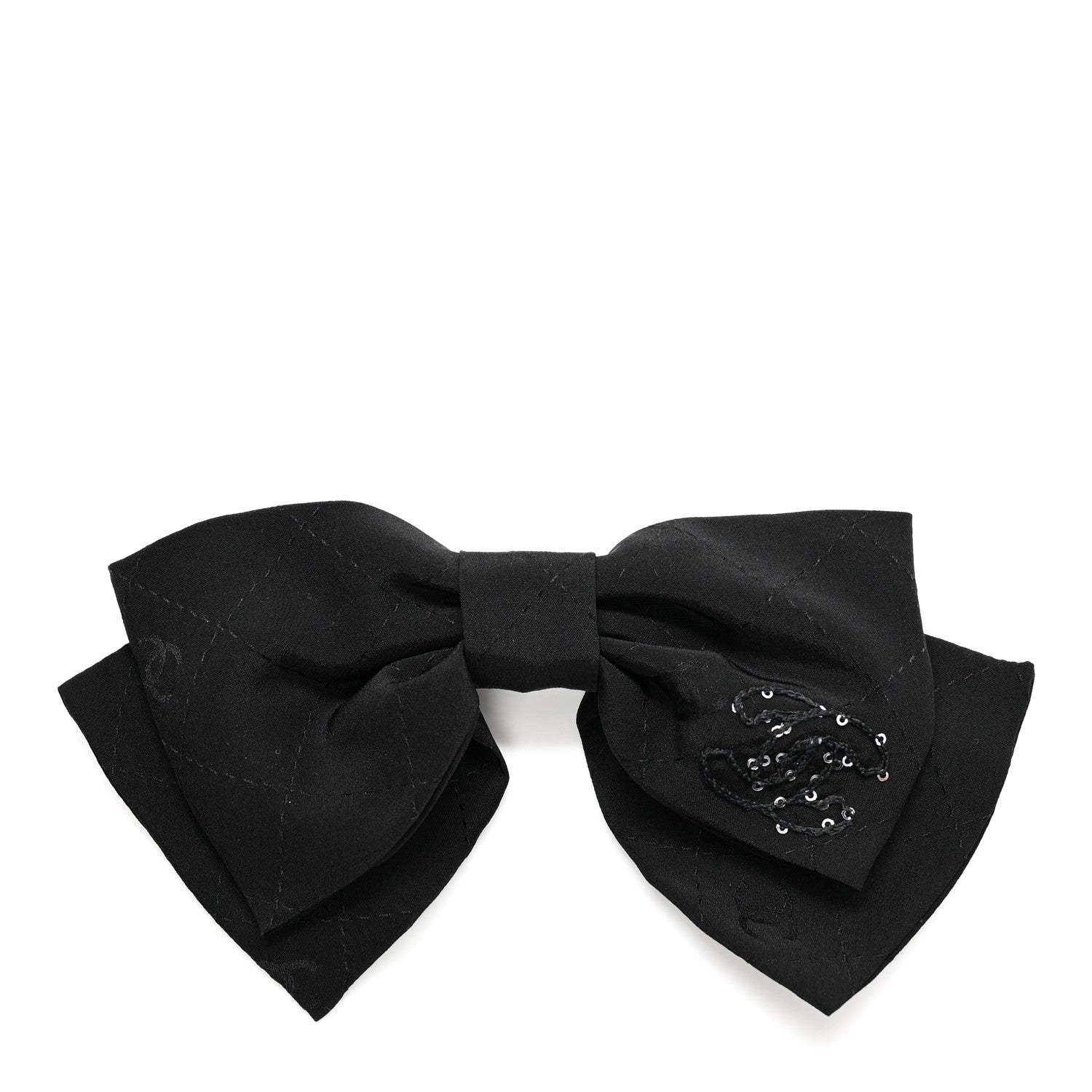 Chanel Silk Bow CC Hair Clip Black 1 of 4