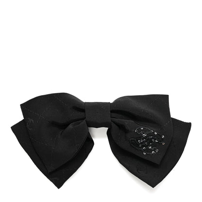 Chanel Silk Bow CC Hair Clip Black 1 of 4