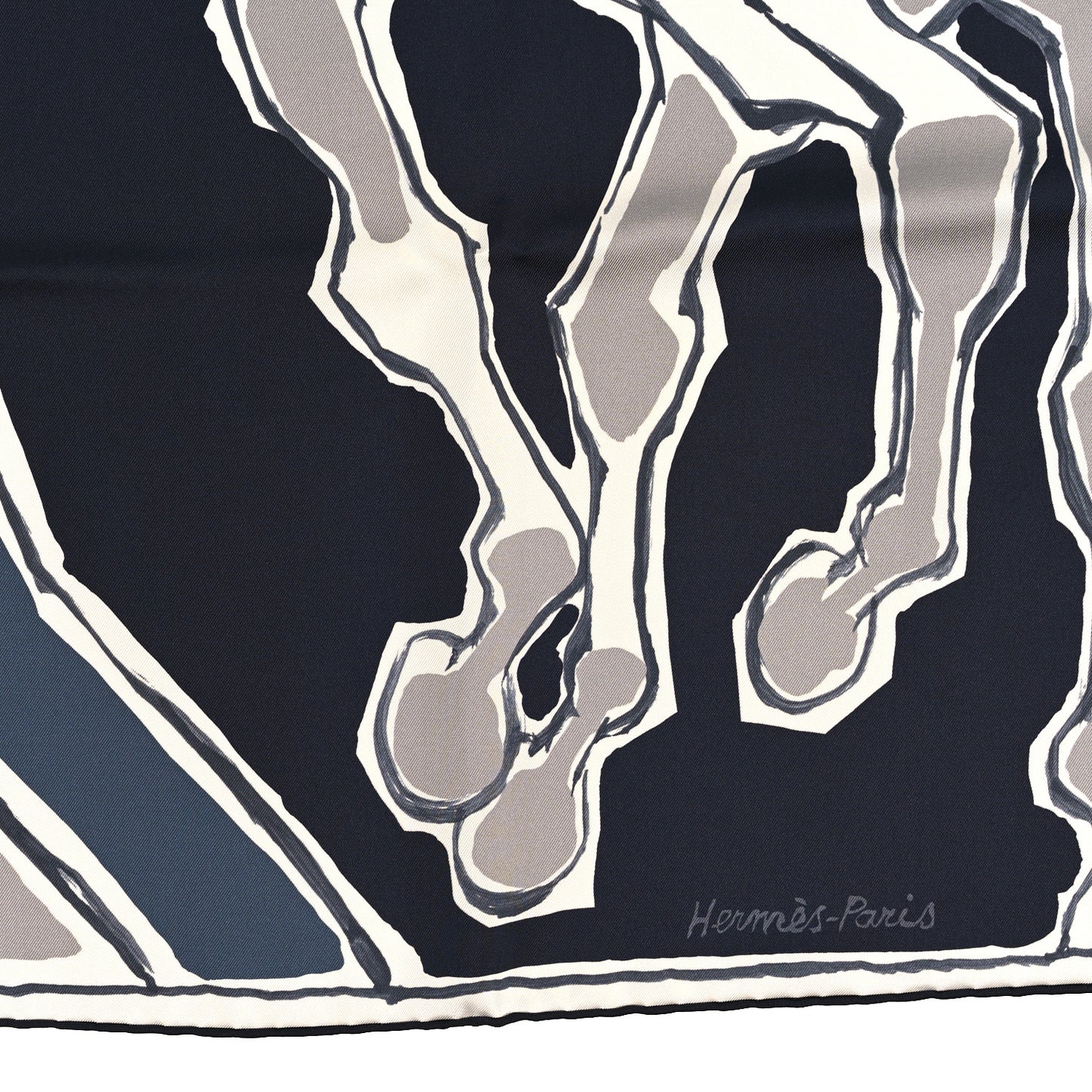 Silk La Danse des Chevaux Double Face Scarf 90 Marine Pierre Bordeaux