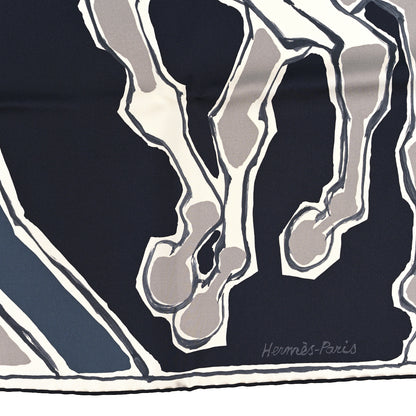 Hermes Silk La Danse des Chevaux Double Face Scarf 90 Marine Pierre Bordeaux 2 of 3