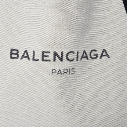 Balenciaga Cotton Canvas Calfskin M Navy Cabas Natural Black 14 of 15