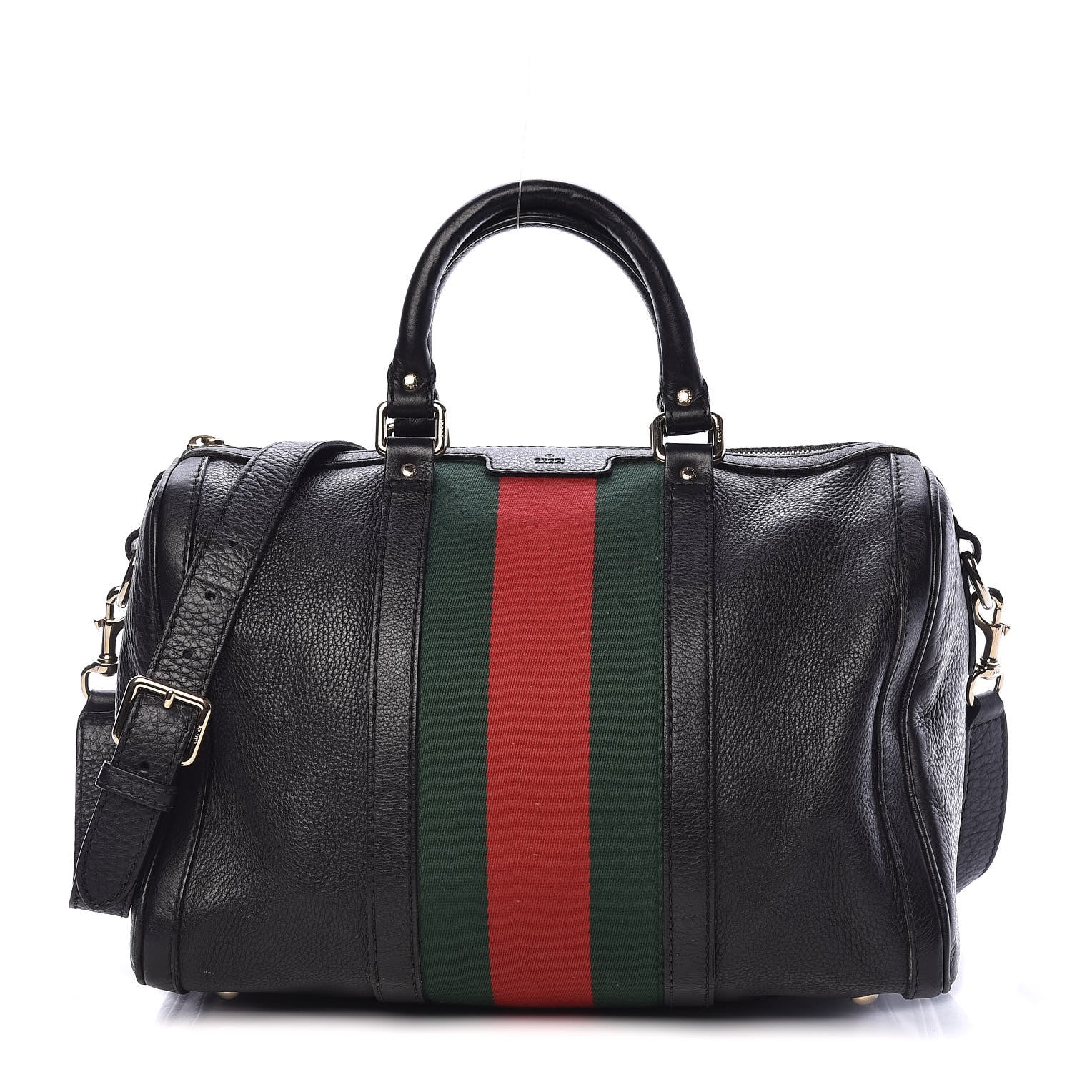 Gucci Calfskin Vintage Web Medium Boston Black 1 of 17